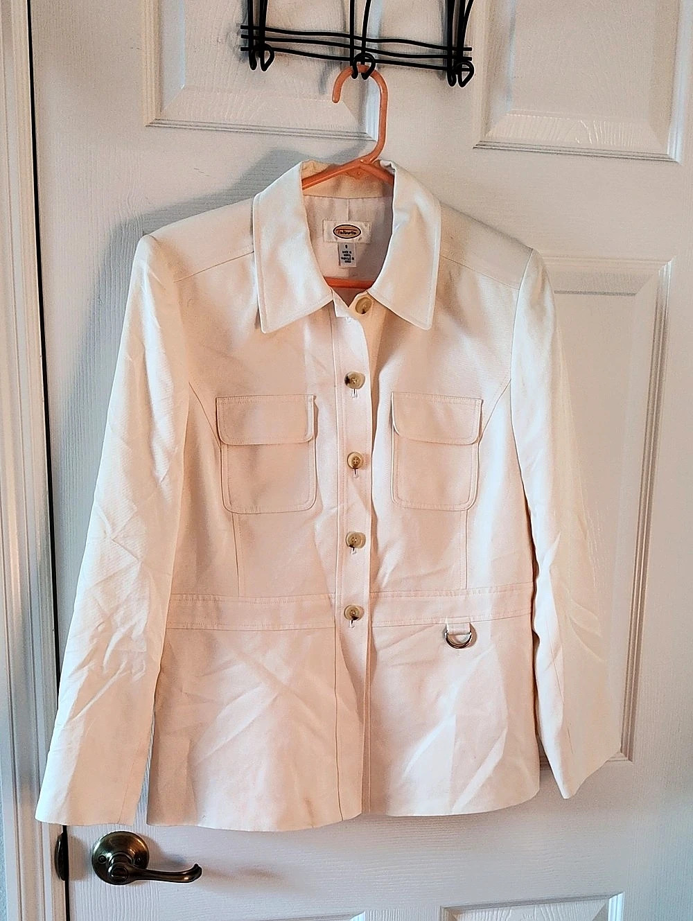 Talbots Silk Blend Utility Blazer in White Size 8 Like New